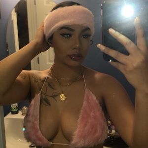 Fur headband and bra set